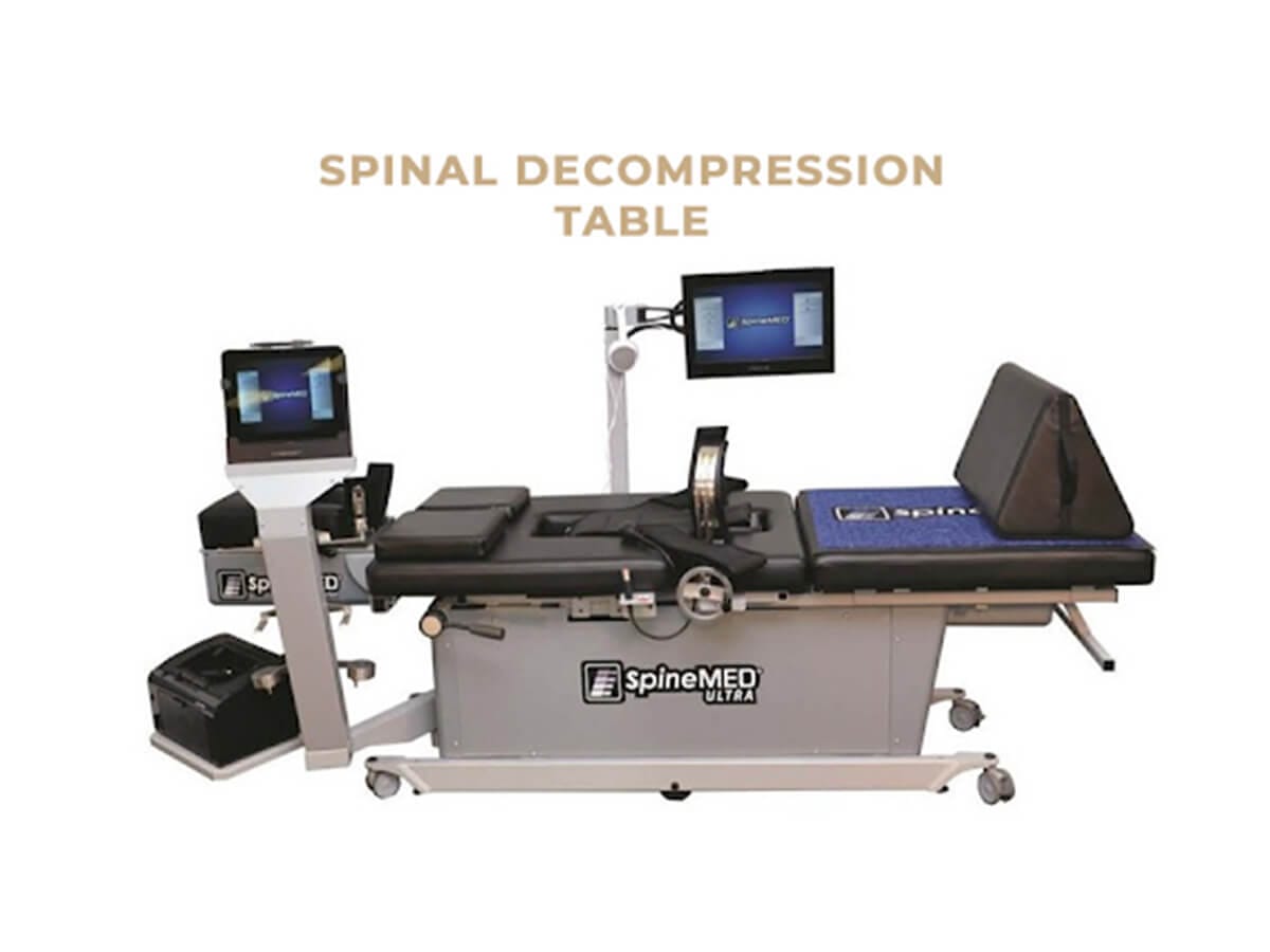 SpineMED spinal decompression table used for non surgical disc therapy at Disc Repair Clinic in Kitchener Waterloo