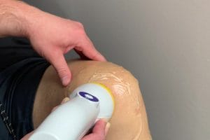 SoftWave Tissue Regenerative Therapy applied to a patient knee for arthritis at Fairway Chiropractic Centre in Kitchener