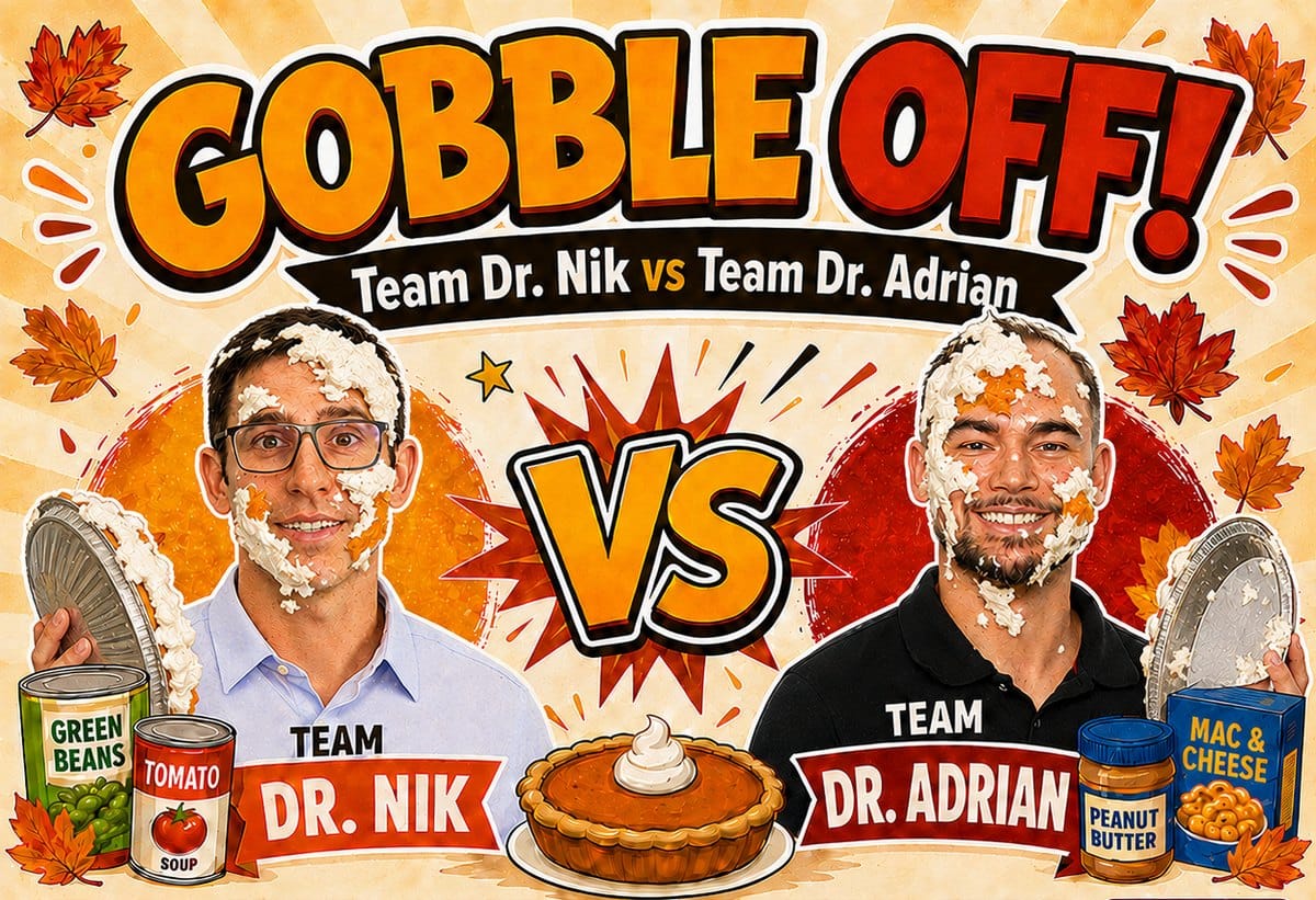 Gobble Off! Team Dr. Nik versus Team Dr. Adrian, Fairway Chiropractic Centre food drive